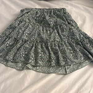 Flower patterned green skirt